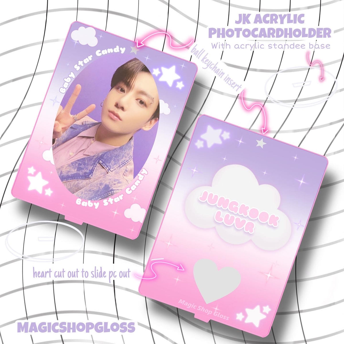 JK Acrylic Photocard Holder with Base – magic shop gloss